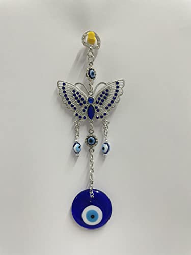 Butterfly Evil Eye Hanging Car Mirror Hanging Protection Office and Home Decor 7.5 inch