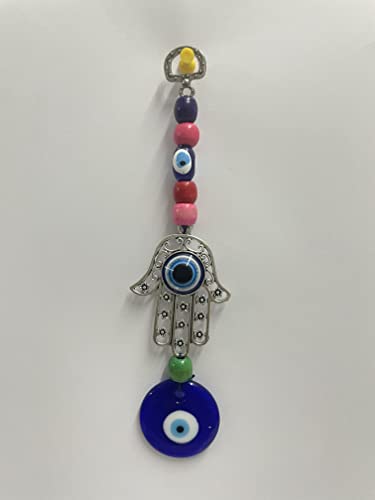 Humsa Hand Evil Eye Hanging Nazar Battu Colorful Beads for Car Mirror Hanging Protection Good Luck Charm Office Home Decor Wall Hanging