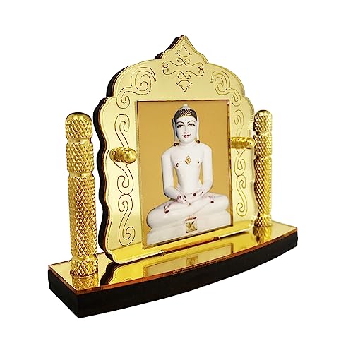 Jain Mahavir Golden Foil (Plated) for Car Dashboard Showpiece Décor