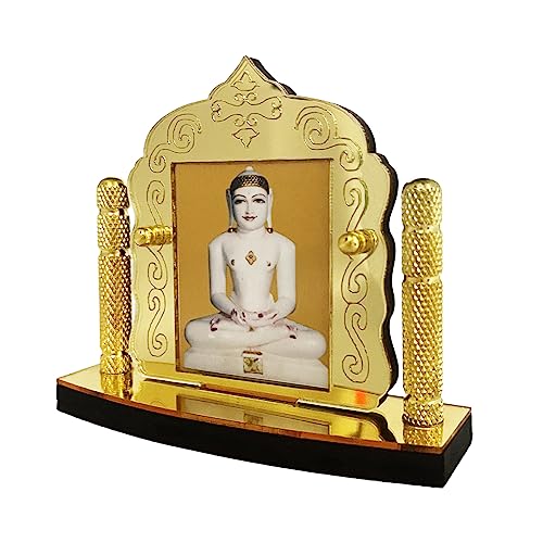 Jain Mahavir Golden Foil (Plated) for Car Dashboard Showpiece Décor